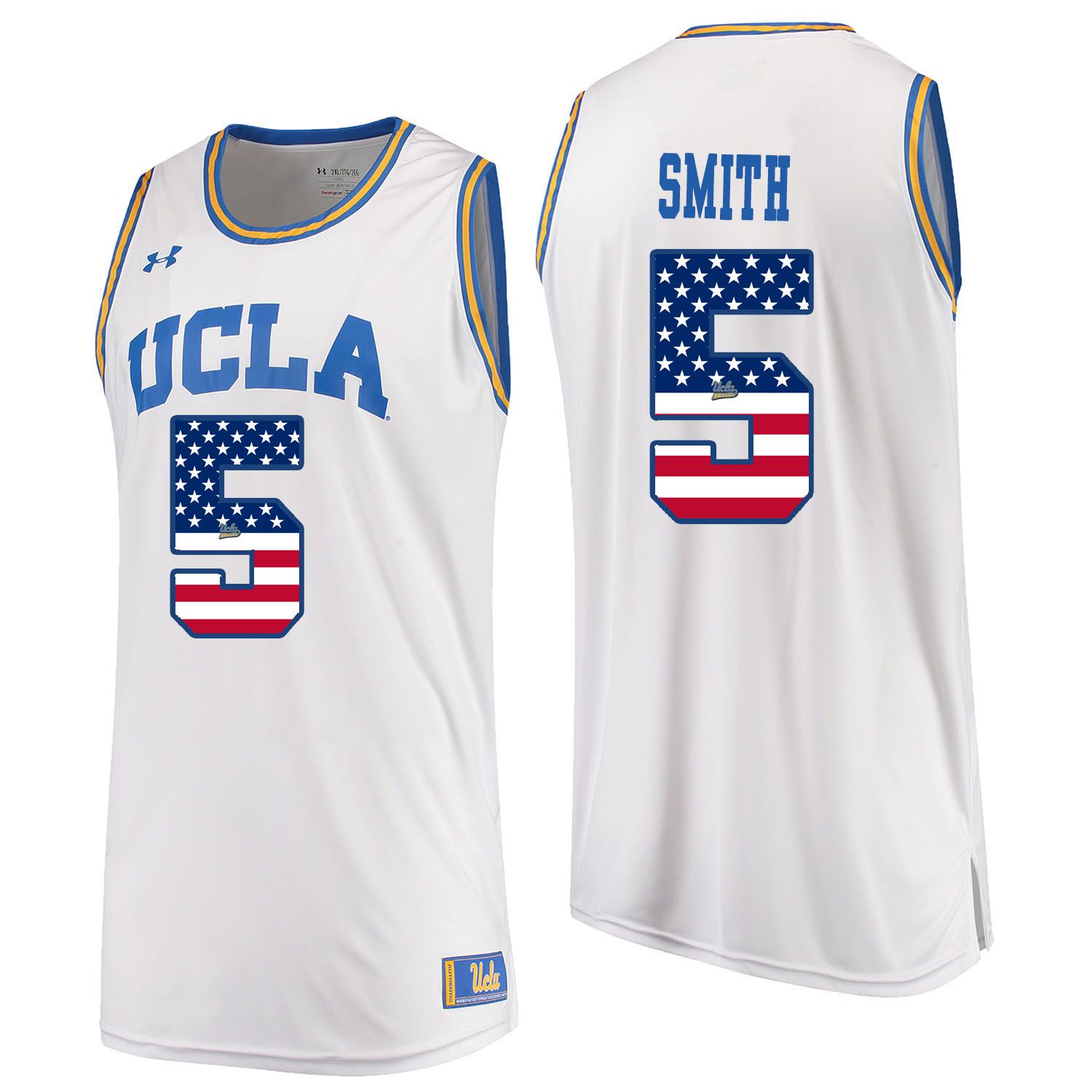 Men UCLA UA #5 Smith White Flag Customized NCAA Jerseys